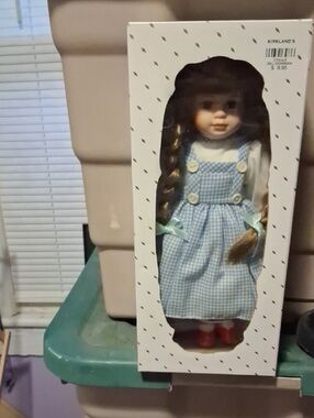 Kirkland Blue Gingham Dress Girl Doll with Red Shoes